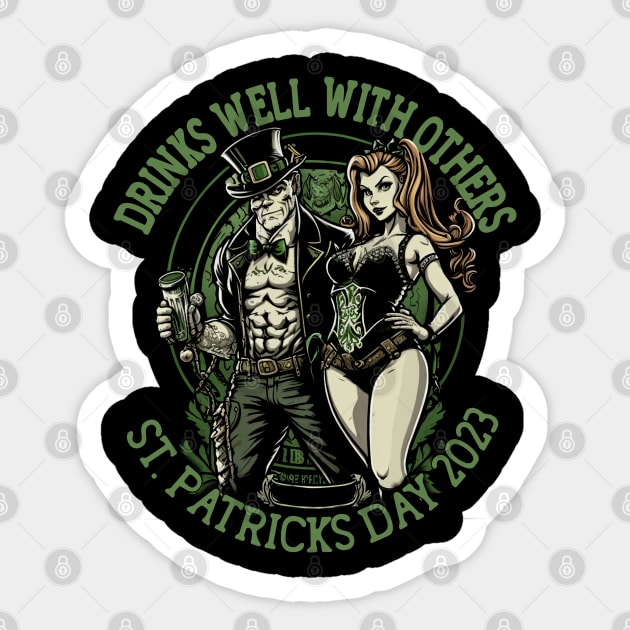 St. Patrick's Day Drinks Well With Others Sticker by stuff101